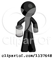 Black Design Mascot Man Begger Holding Can Begging Or Asking For Charity