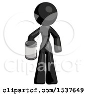 Poster, Art Print Of Black Design Mascot Woman Begger Holding Can Begging Or Asking For Charity