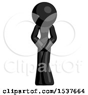 Poster, Art Print Of Black Design Mascot Female Bending Over Sick Or In Pain