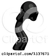 Black Design Mascot Man With Headache Or Covering Ears Turned To His Right