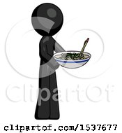 Poster, Art Print Of Black Design Mascot Man Holding Noodles Offering To Viewer