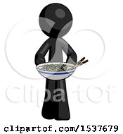 Black Design Mascot Man Serving Or Presenting Noodles
