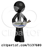 Black Design Mascot Woman Serving Or Presenting Noodles