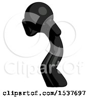 Black Design Mascot Man With Headache Or Covering Ears Turned To His Left