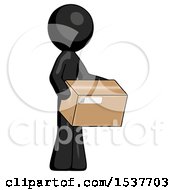 Poster, Art Print Of Black Design Mascot Man Holding Package To Send Or Recieve In Mail