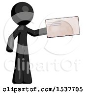 Poster, Art Print Of Black Design Mascot Man Holding Large Envelope