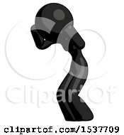 Black Design Mascot Woman With Headache Or Covering Ears Facing Turned To Her Left