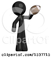 Poster, Art Print Of Black Design Mascot Man Holding Football Up