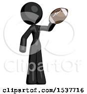 Poster, Art Print Of Black Design Mascot Woman Holding Football Up