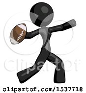 Poster, Art Print Of Black Design Mascot Woman Throwing Football