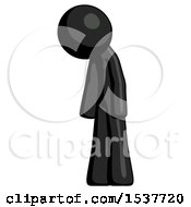 Poster, Art Print Of Black Design Mascot Man Depressed With Head Down Turned Left