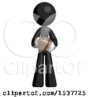 Black Design Mascot Woman Giving Football To You