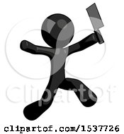 Poster, Art Print Of Black Design Mascot Man Psycho Running With Meat Cleaver