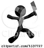 Black Design Mascot Woman Psycho Running With Meat Cleaver