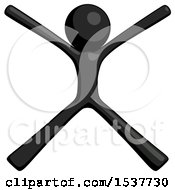 Black Design Mascot Man With Arms And Legs Stretched Out