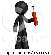 Poster, Art Print Of Black Design Mascot Man Holding Dynamite With Fuse Lit