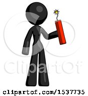 Poster, Art Print Of Black Design Mascot Woman Holding Dynamite With Fuse Lit