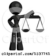 Poster, Art Print Of Black Design Mascot Woman Holding Scales Of Justice