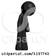 Black Design Mascot Man Depressed With Head Down Turned Right