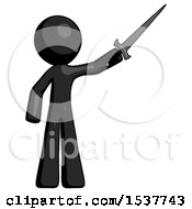 Poster, Art Print Of Black Design Mascot Man Holding Sword In The Air Victoriously