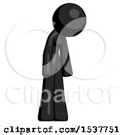 Poster, Art Print Of Black Design Mascot Woman Depressed With Head Down Turned Right