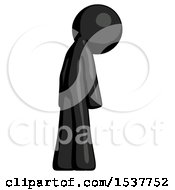 Poster, Art Print Of Black Design Mascot Man Depressed With Head Down Back To Viewer Right