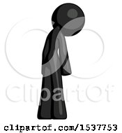 Black Design Mascot Woman Depressed With Head Down Back To Viewer Right