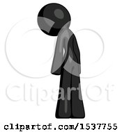 Poster, Art Print Of Black Design Mascot Woman Depressed With Head Down Back To Viewer Left