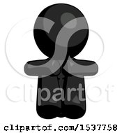 Black Design Mascot Woman Sitting With Head Down Facing Forward