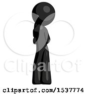 Poster, Art Print Of Black Design Mascot Man Thinking Wondering Or Pondering Rear View