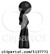 Poster, Art Print Of Black Design Mascot Woman Thinking Wondering Or Pondering Rear View