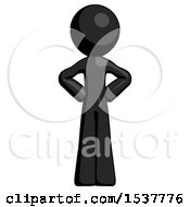 Black Design Mascot Man Hands On Hips