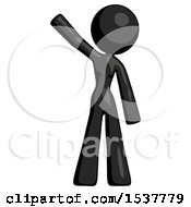 Poster, Art Print Of Black Design Mascot Woman Waving Emphatically With Right Arm