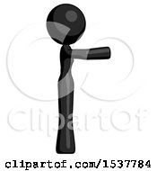 Black Design Mascot Woman Pointing Right