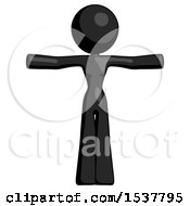 Black Design Mascot Woman T Pose Arms Up Standing