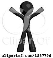 Black Design Mascot Man Surprise Pose Arms And Legs Out
