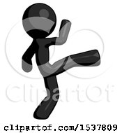 Black Design Mascot Man Kick Pose