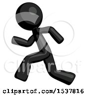 Black Design Mascot Man Running Fast Left