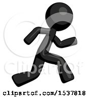 Black Design Mascot Man Running Fast Right