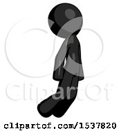 Poster, Art Print Of Black Design Mascot Man Floating Through Air Right