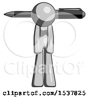 Poster, Art Print Of Gray Design Mascot Woman Pen Stuck Through Head