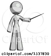 Gray Design Mascot Woman Teacher Or Conductor With Stick Or Baton Directing
