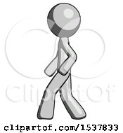 Gray Design Mascot Man Walking Left Side View