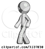 Gray Design Mascot Man Man Walking Turned Left Front View