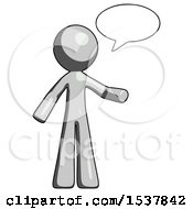 Poster, Art Print Of Gray Design Mascot Man With Word Bubble Talking Chat Icon