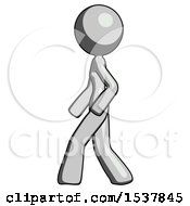 Poster, Art Print Of Gray Design Mascot Woman Walking Left Side View