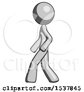 Gray Design Mascot Woman Walking Left Side View