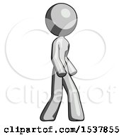 Gray Design Mascot Woman Turned Right Front View