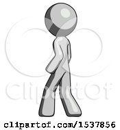 Gray Design Mascot Man Walking Away Direction Left View