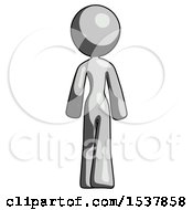 Poster, Art Print Of Gray Design Mascot Woman Walking Away Back View